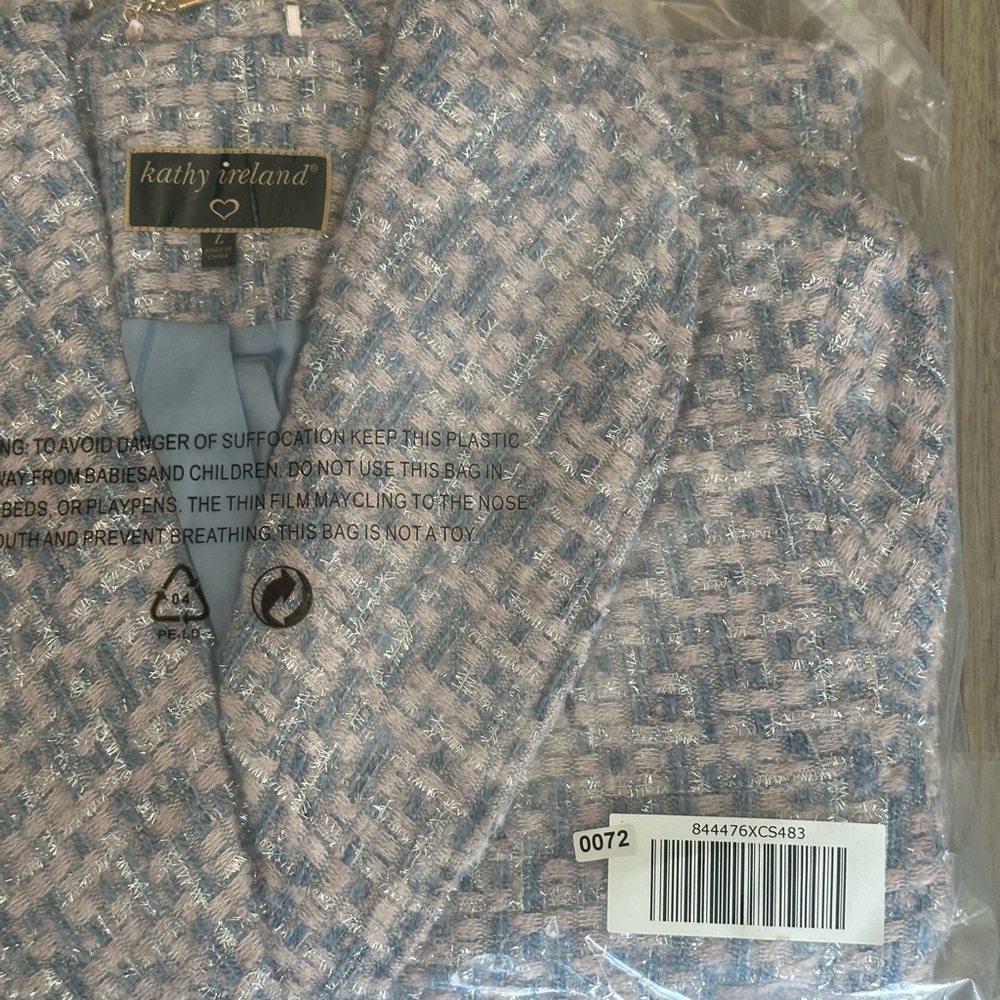 Kathy Ireland Women's Metallic Plaid Belted Long Coat Size Med, Large, 3X - NEW - Picture 6 of 8